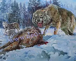 Картина Волки на охоте